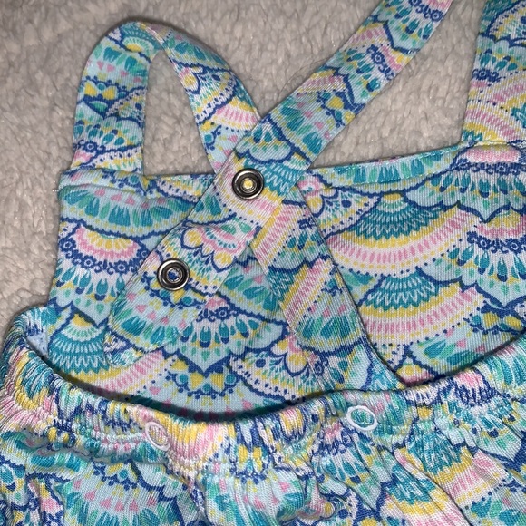 NWT Angel Dear Mermaid Scales Sunsuit Ruffled Romper 0-3M Pink Blue Bamboo - Picture 5 of 9